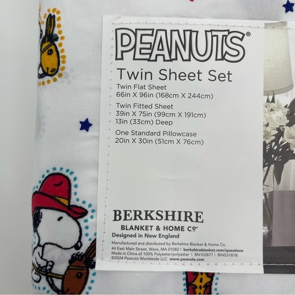 Peanuts Snoopy Twin Size Ride ‘Em Cowboy Sheet Set 3 piece white NWT - Picture 4 of 8
